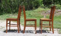 Antique Set of 3 Mission Oak Craftsman Slat Back Stickley Style Dining Chairs