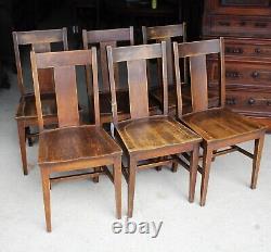 Antique Set of Six Oak Chairs Mission Original finish Sheboygan, Wisconsin