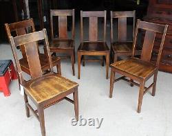 Antique Set of Six Oak Chairs Mission Original finish Sheboygan, Wisconsin