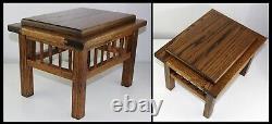 Antique Solid Oak 15x12 Mission Arts & Crafts Foot Stool w Classy Spindle Apron