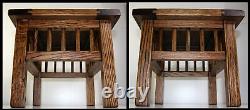 Antique Solid Oak 15x12 Mission Arts & Crafts Foot Stool w Classy Spindle Apron