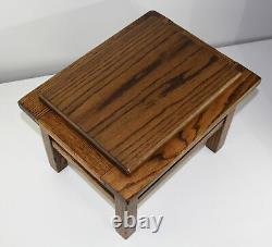 Antique Solid Oak 15x12 Mission Arts & Crafts Foot Stool w Classy Spindle Apron