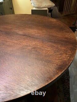 Antique Solid Oak 45 Lifetime Round Table Mission Stickley Era Dining