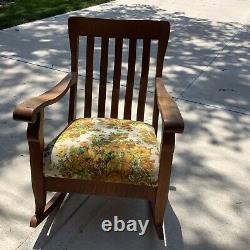 Antique Solid Oak Mission Rocking Chair