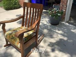 Antique Solid Oak Mission Rocking Chair