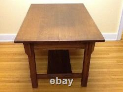 Antique Stickley & Brandt Oak Library Table-2 Pull Drawer withsticker Org. C. 1910