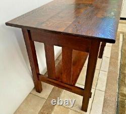 Antique Stickley Brothers Mission Arts & Crafts Desk Library Table drawer