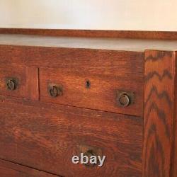 Antique Stickley Inspired Arts & Crafts Mission Oak Mirrored Sideboard C1900