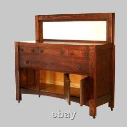 Antique Stickley Inspired Arts & Crafts Mission Oak Mirrored Sideboard C1900