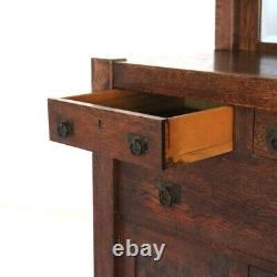 Antique Stickley Inspired Arts & Crafts Mission Oak Mirrored Sideboard C1900