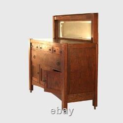 Antique Stickley Inspired Arts & Crafts Mission Oak Mirrored Sideboard C1900