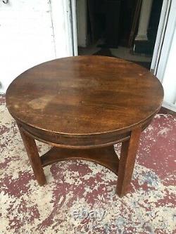 Antique Stickley Or Stickley Style Arts And Crafts Mission Oak Round Table