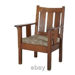 Antique Stickley Style Arts & Crafts Mission Oak Slat Back Chair C1910