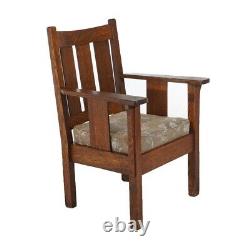 Antique Stickley Style Arts & Crafts Mission Oak Slat Back Chair C1910