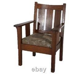 Antique Stickley Style Arts & Crafts Mission Oak Slat Back Chair C1910