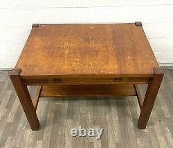 Antique Stickley Style Mission Oak Arts and Crafts Style Quarter Sawn Desk