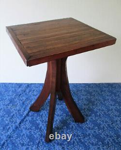 Antique Table, Mission Arts & Crafts Style, Vintage Solid Oak, Side End, 4 Legs