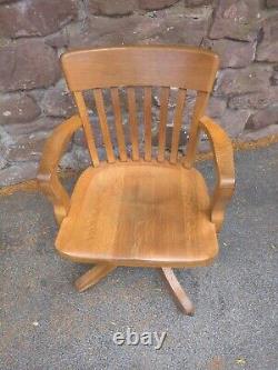 Antique Taylor Chair Co. Mission Oak Banker Lawyer Library Swivel Arm Chair