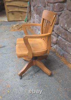 Antique Taylor Chair Co. Mission Oak Banker Lawyer Library Swivel Arm Chair