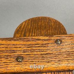 Antique Tiger Oak & Brass Umbrella Stand Vintage Arts & Crafts Mission Primitive