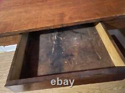 Antique Tiger Oak Library Table/Desk with Bottom Shelf & Drawer