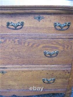 Antique USA Arts Crafts Golden Mission Oak Storage Furniture Dresser Commode Us