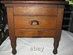 Antique USA Country Primitive Mission Oak Wood Chamber Pot Stand Toilet Table A+