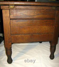 Antique USA Country Primitive Mission Oak Wood Chamber Pot Stand Toilet Table A+