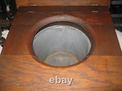 Antique USA Country Primitive Mission Oak Wood Chamber Pot Stand Toilet Table A+