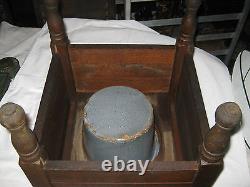 Antique USA Country Primitive Mission Oak Wood Chamber Pot Stand Toilet Table A+