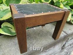 Antique footstool SOLID OAK Ottoman Arts & Crafts Mission Craftsman Stickley