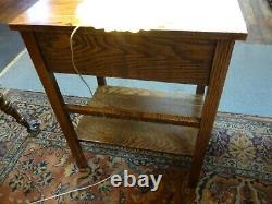Antique oak side table Mission style with drawer 1900's refinished