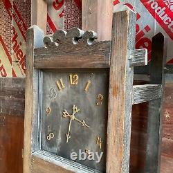 Antique tiger oak mission arts & crafts Grandfather tall case clock 1910 project