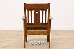 Arts & Crafts Antique Mission Oak Craftsman Armchair, New Upholstery #42765