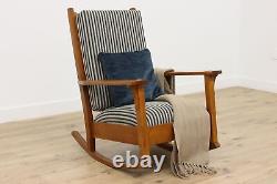 Arts & Crafts Antique Mission Oak Rocking Chair, New Fabric #48047