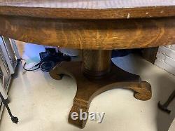 Arts & Crafts Mission 48 Round Tiger Oak Dining Table with 2 Leaves