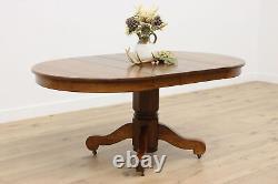 Arts & Crafts Mission Oak 42 Antique Dining Table, 3 Leaves #47985