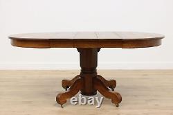 Arts & Crafts Mission Oak 42 Antique Dining Table, 3 Leaves #47985