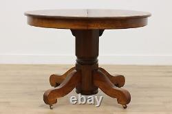 Arts & Crafts Mission Oak 42 Antique Dining Table, 3 Leaves #47985