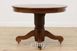 Arts & Crafts Mission Oak 42 Antique Dining Table, 3 Leaves #47985