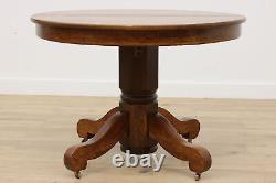 Arts & Crafts Mission Oak 42 Antique Dining Table, 3 Leaves #47985