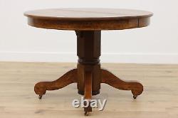 Arts & Crafts Mission Oak 42 Antique Dining Table, 3 Leaves #47985