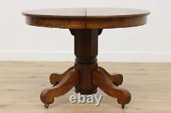 Arts & Crafts Mission Oak 42 Antique Dining Table, 3 Leaves #47985