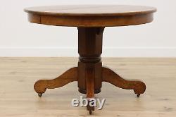 Arts & Crafts Mission Oak 42 Antique Dining Table, 3 Leaves #47985