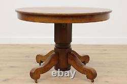 Arts & Crafts Mission Oak 42 Antique Dining Table, 3 Leaves #47985