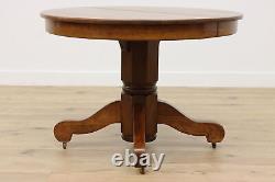 Arts & Crafts Mission Oak 42 Antique Dining Table, 3 Leaves #47985