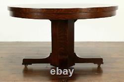 Arts & Crafts Mission Oak 48 Antique Dining Table, 3 Leaves Opens 7' #40761