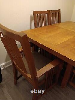 Arts & Crafts Mission Oak Antique Craftsman Dining Chairs & Table OBO