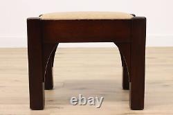 Arts & Crafts Mission Oak Antique Leather Craftsman Footstool or Bench #42779