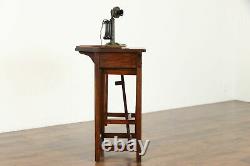 Arts & Crafts Mission Oak Antique Telephone Stand & Bench Betuma #38507